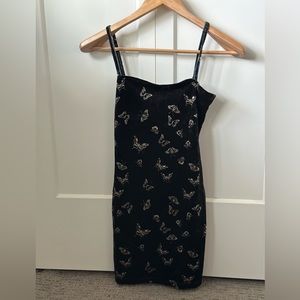 Mini dress in black with Buttefly print